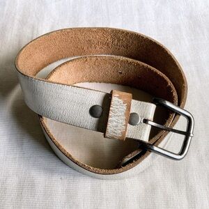 Vintage Genuine Leather Island by Bill Lavin Wide Belt Distressed White 34